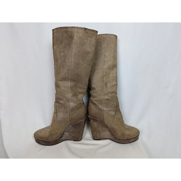 Vintage Y2K Steven by Steve Madden 10 M Leather Tall Riding Boots Wedge Heels - Picture 5 of 15
